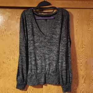 White House Black Market Charcoal V-Neck Sweater